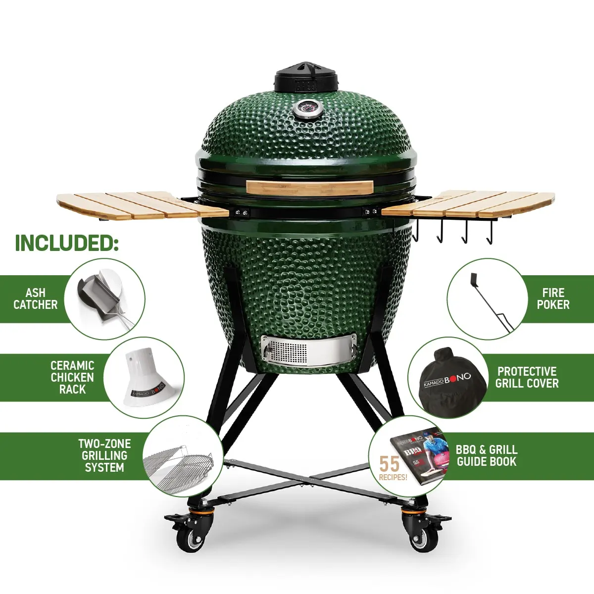 Kepsninė (Grilis) Kamado Bono ŽALGIRIS Žalia 55 cm