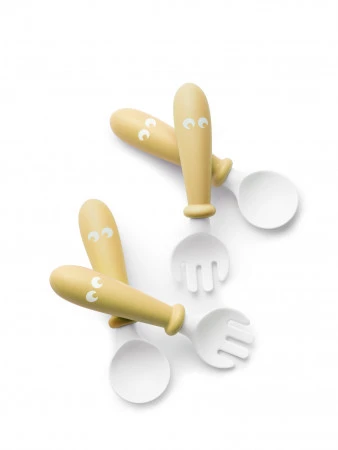 BABYBJÖRN šaukštas ir šakutė 4vnt. Powder Yellow 073066