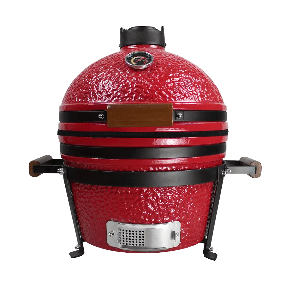 Kepsninė (Grilis) BIGGRILL Kamado Mini 16" raudonas + daugiafunkcinė 2 zonų sistema + plieninis pelenų valymo įrankis + kepsninės uždangalas + keramikinis vištos laikiklis + DOVANA