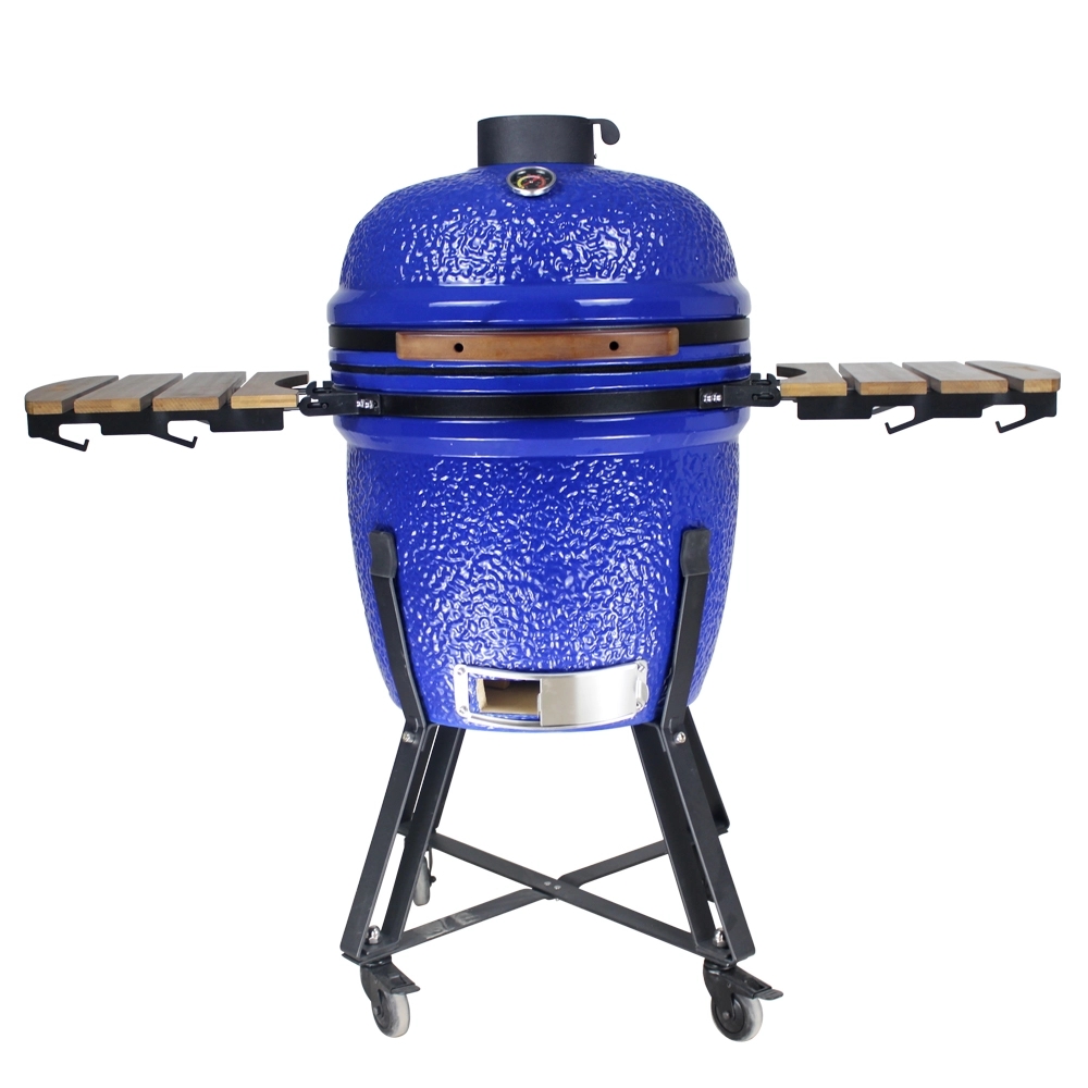 Kepsninė BIGGRILL Kamado 21" mėlynas + daugiafunkcinė 2 zonų sistema + plieninis pelenų valymo įrankis + kepsninės uždangalas + keramikinis vištos laikiklis