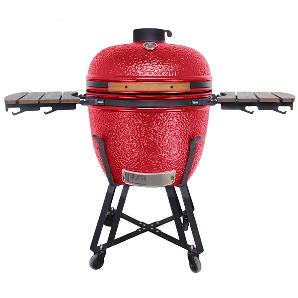 Kepsninė (Grilis) BIGGRILL Kamado Pro 23,5" raudonas + daugiafunkcinė 2 zonų sistema + plieninis pelenų valymo įrankis + kepsninės uždangalas + keramikinis vištos laikiklis