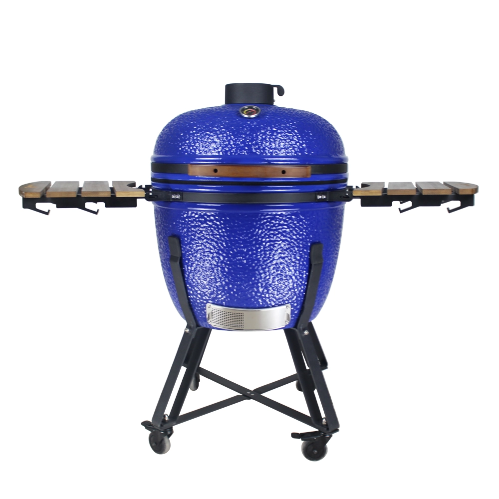 Kepsninė BIGGRILL Kamado 23,5" mėlynas + daugiafunkcinė 2 zonų sistema + plieninis pelenų valymo įrankis + kepsninės uždangalas + keramikinis vištos laikiklis