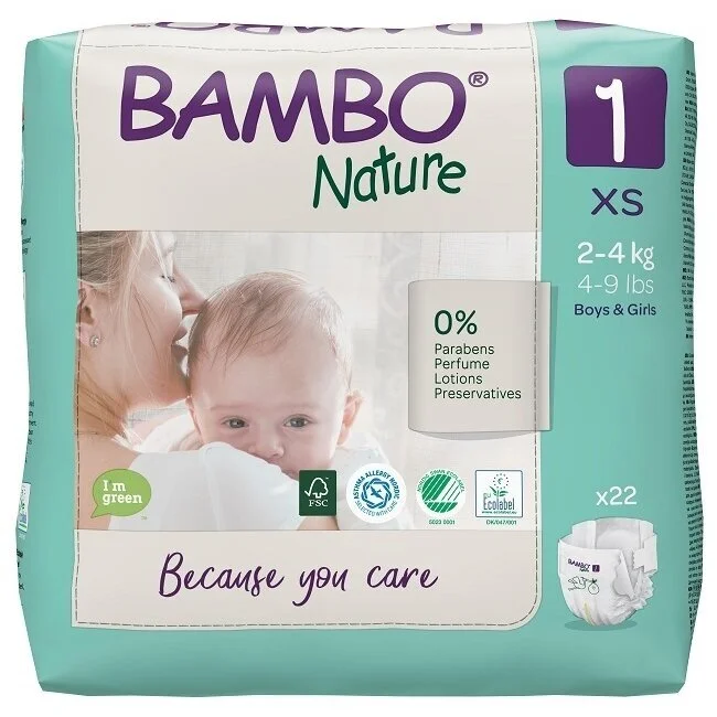 BAMBO NATURE ekol. sauskelnės 1 (2-4 kg), 22 vnt./pak.