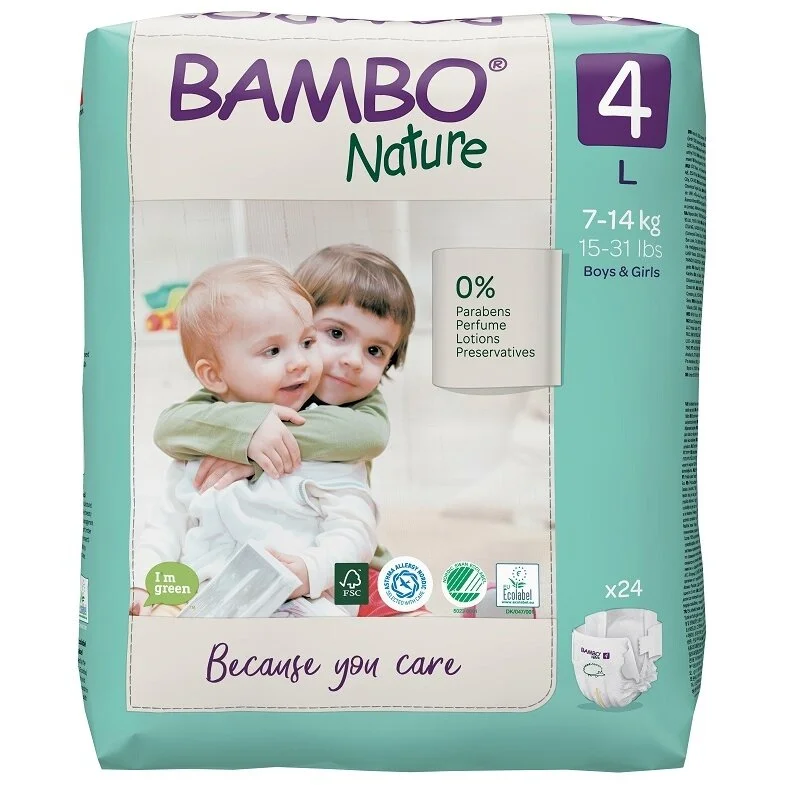 BAMBO NATURE ekol. sauskelnės 4 (7-14 kg), 24 vnt./pak.