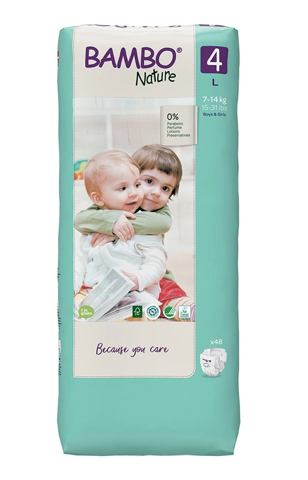 BAMBO NATURE ekol. sauskelnės 4 (7-14 kg), 48 vnt./pak.
