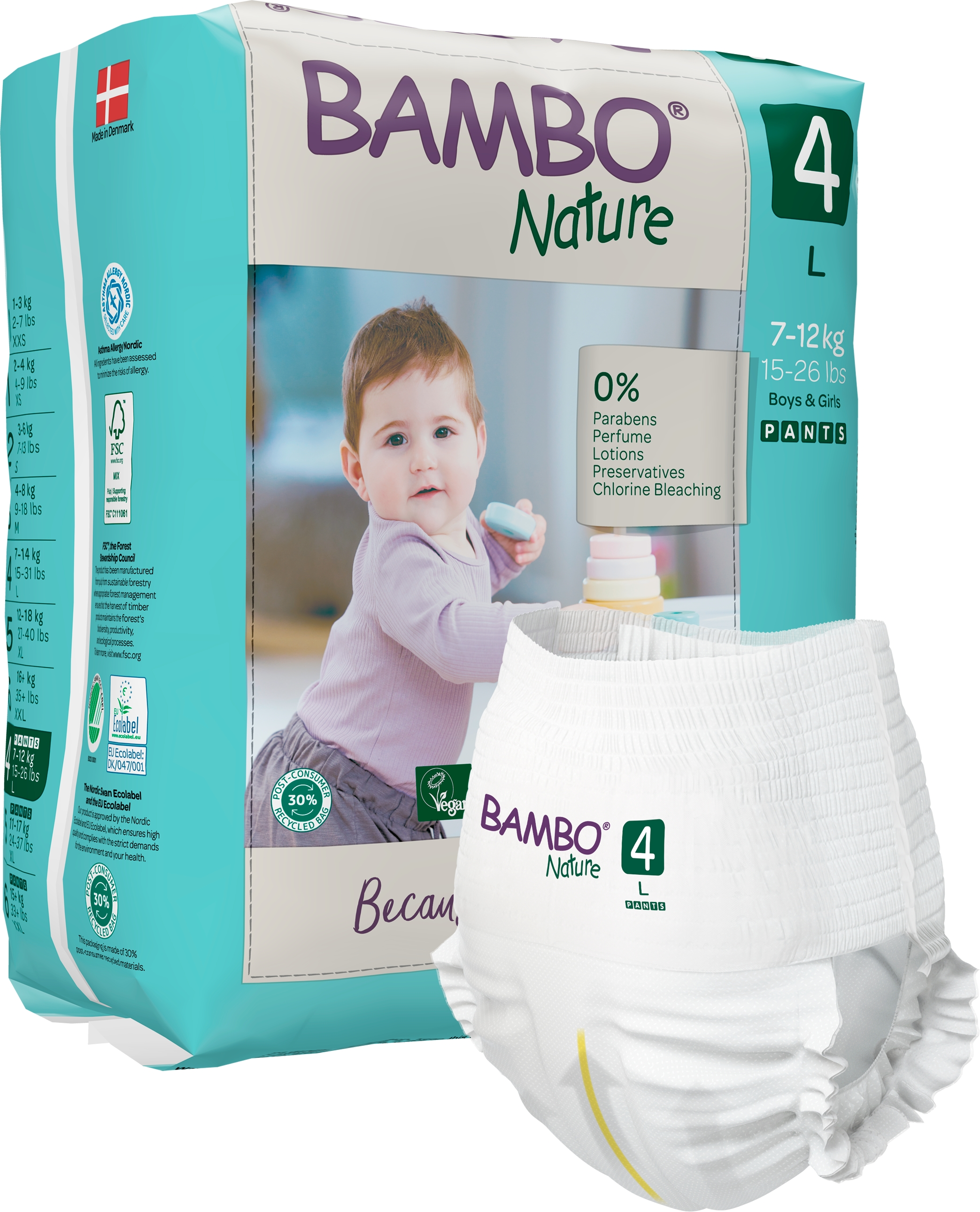 BAMBO NATURE ekol. sauskelnės-kelnaitės 4 (7-12 kg,) 20 vnt./pak.