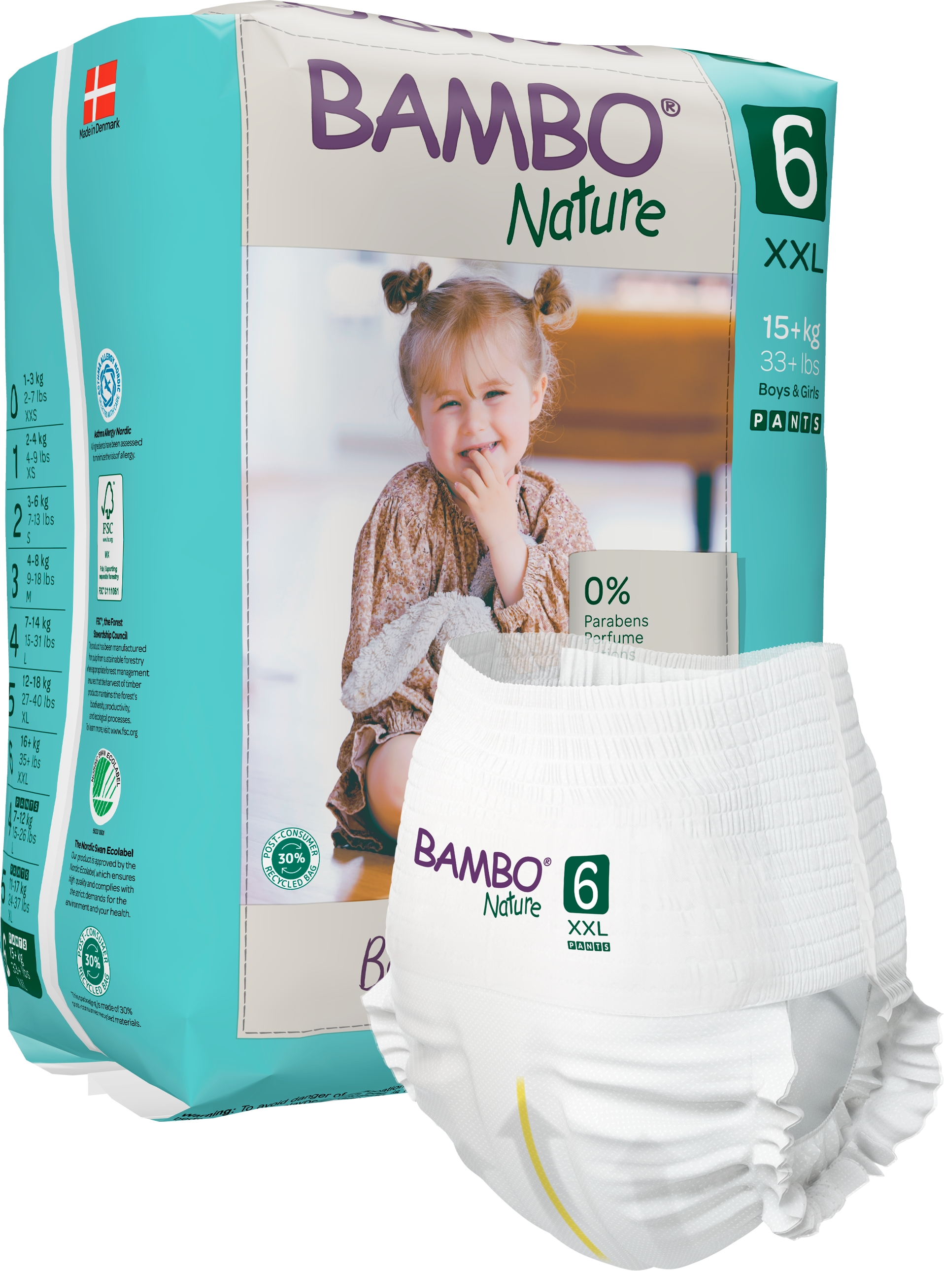 BAMBO NATURE ekol. sauskelnės-kelnaitės 6(15+ kg), 18 vnt./pak.