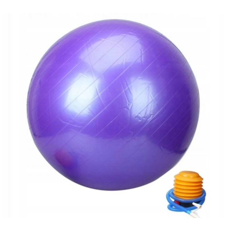 Violetinis gimnastikos kamuolys su pompa, 75 cm.