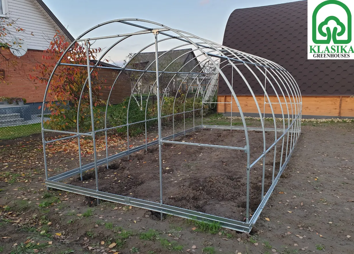 Šiltnamio KLASIKA TUBE 4 metrų ilgio karkasas 12 m2, be dangos
