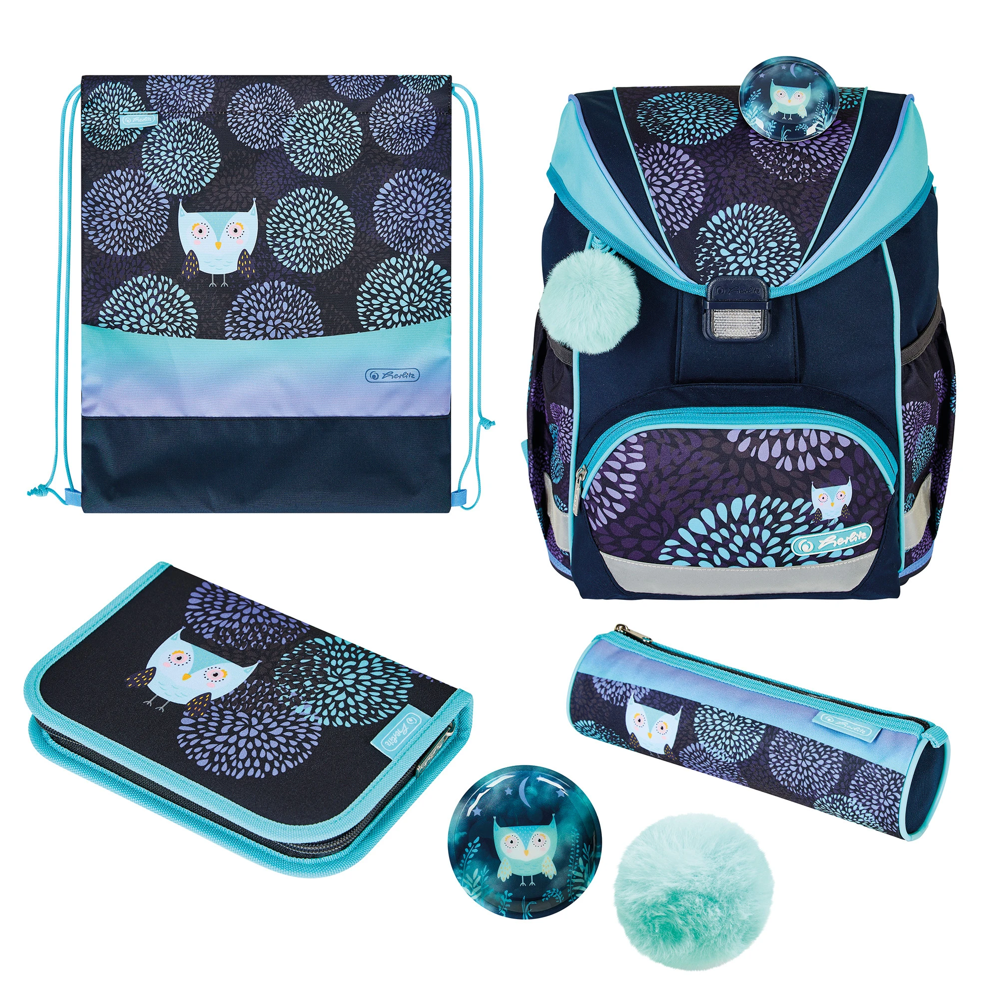 Mokyklinės kuprinės rinkinys HERLITZ ULTRALIGHT PLUS - Flower Owl, 50037681