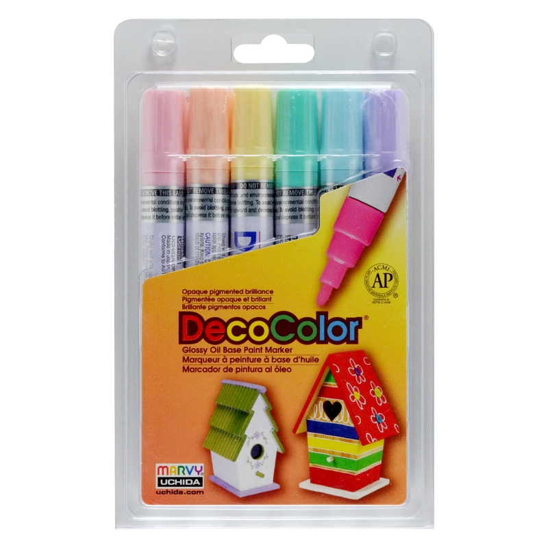 Markeriai įvairių paviršių dekoravimui Marvy Decocolor Paint Marker Broad 300-6B Pastel. 6 vnt.