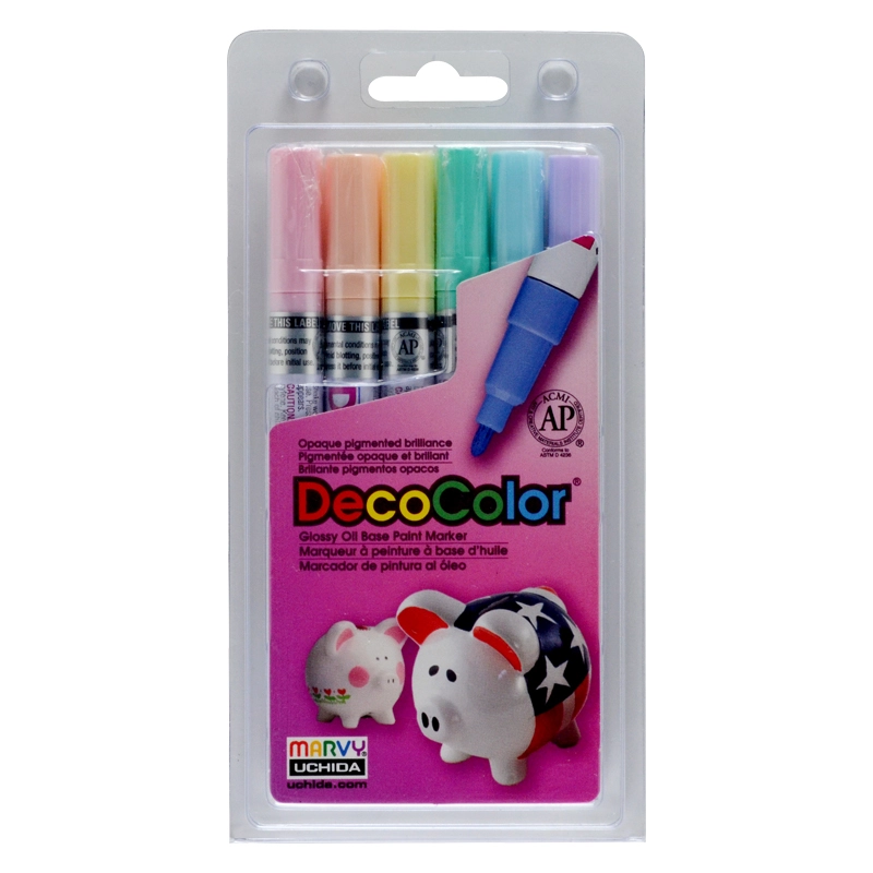 Markeriai įvairių paviršių dekoravimui Marvy Decocolor Paint Marker Fine 200-6B Pastel. 6vnt.