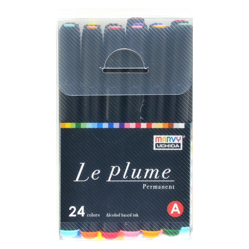 Permanentiniai markeriai teptukiniu antgaliu "Le Plume Permanent" 3000-24A 24 vnt.