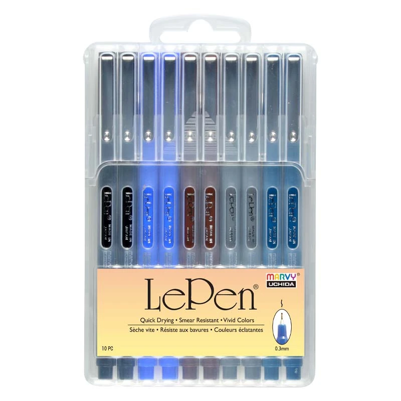 Stilingi rašikliai plonu antgaliu Le Pen 4300-10DX Earth Tone, 10vnt.