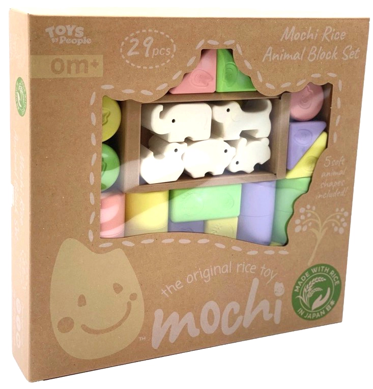 Kaladėlių kūdikiams rinkinys iš natūralių ryžių “Mochi Rice Animal Blocks” MB029