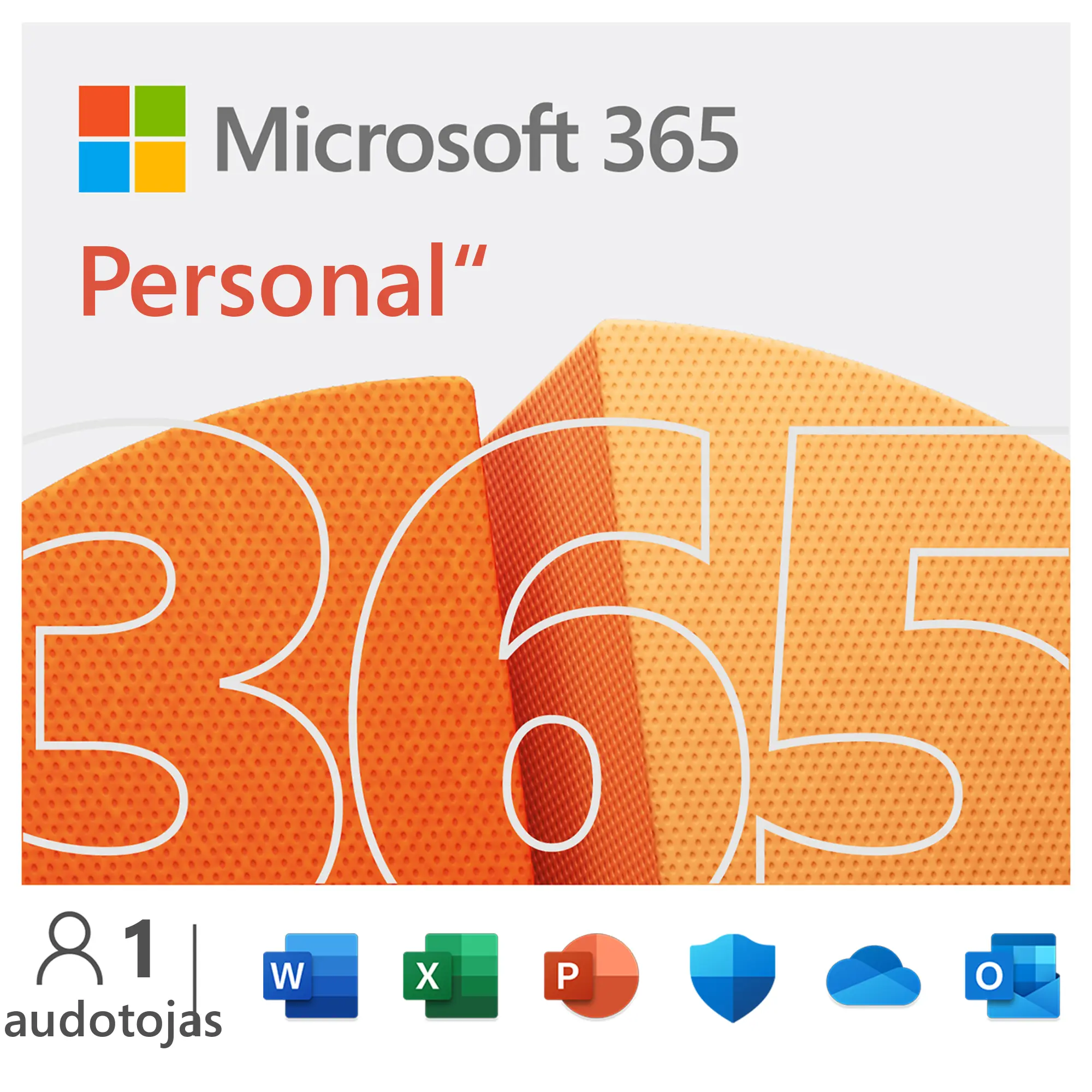 Programinė įranga Microsoft 365 Personal, Elektroninė versija, ESD, 1 PC/Mac user(s), Subscription, License term 1 year(s), All Languages, Premium Office Apps, 1 TB OneDrive cloud storage, QQ2-00012