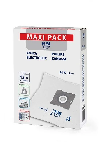 Dulkių siurblio maišeliai K&M PHILIPS / CONCEPT / SENCOR / ZANUSSI (12 vnt.)