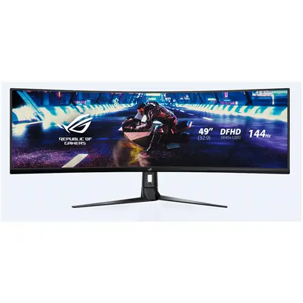 Monitorius Asus ROG Strix Gaming LCD XG49VQ 49 colių, VA, 3840 x 1080 pikselių, 32:9, 4 ms, 450 cd/m², juodas, itin platus HDR, 144 Hz, FreeSync™ 2 HDR, DisplayHDR™ 400, DCI- P3: 90%, „Shadow Boost“.
