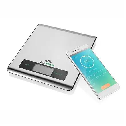 ETA Kitchen scales with smart application  Nutri Vital Maximum weight (capacity) 5 kg, Graduation 1 g, Display type LCD, Silver