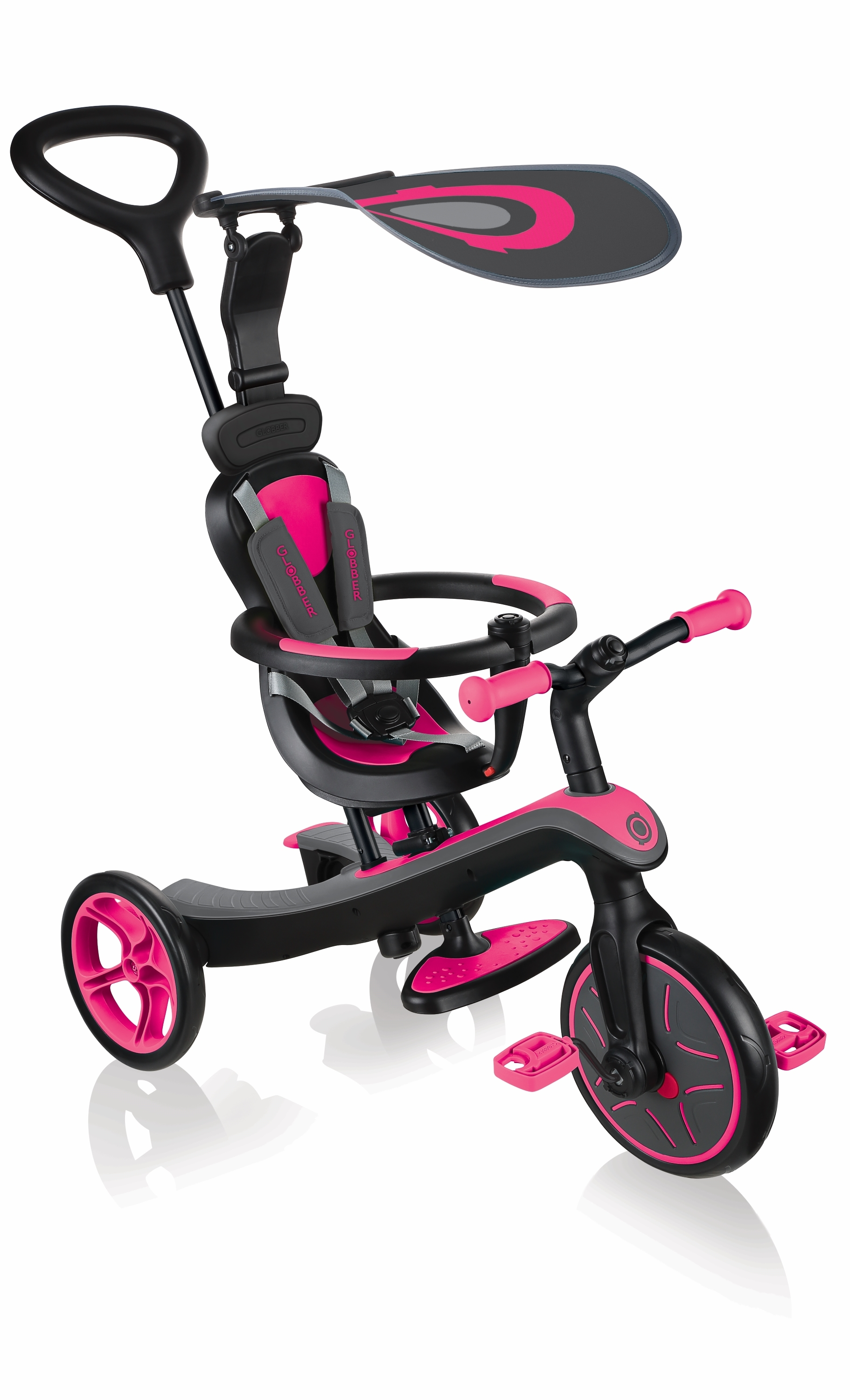 GLOBBER triratukas - paspirtukas Trike Explorer 4in1, rožinis, 632-110