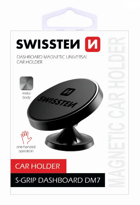Swissten S-Grip DM7 universalus automobilio skydelio laikiklis su magnetu prietaisams juodos spalvos