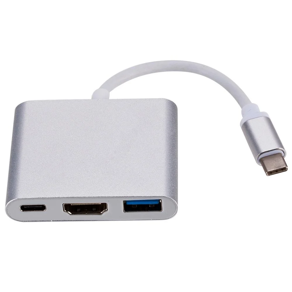 RoGer Multimedia Adapter Type-C prie HDMI (4K @ 30Hz, 1080P @ 60Hz) + USB 3.0 Silver