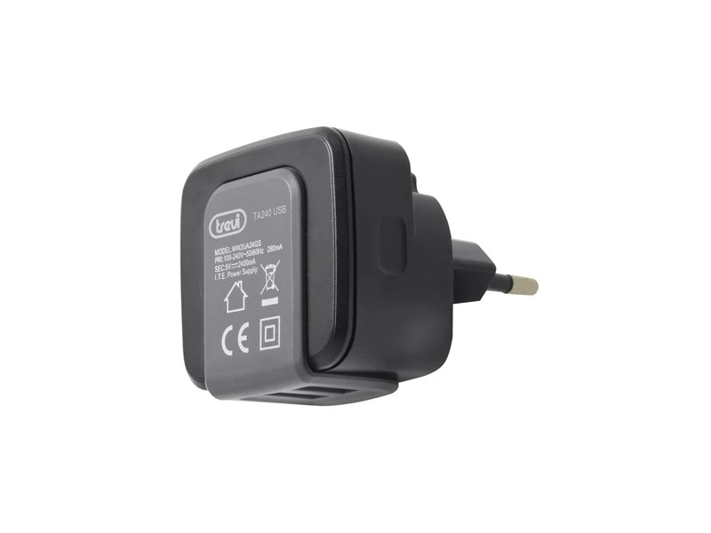 2 lizdų USB tinklo kroviklis 2400mA TREVI TA 240