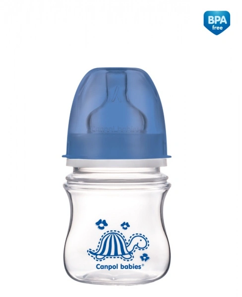 CANPOL BABIES plataus kaklelio buteliukas EASYSTART, colorful animals, 3-6 mėn+, 120 ml, 35/205
