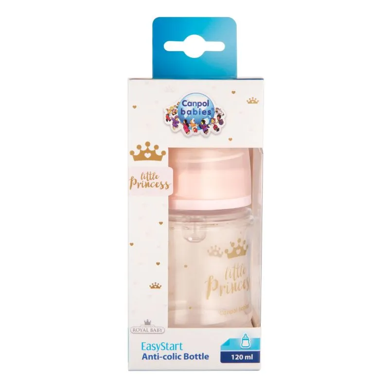 CANPOL BABIES plataus kaklelio buteliukas EASYSTART ROYAL BABY, 120 ml, 35/233_pin