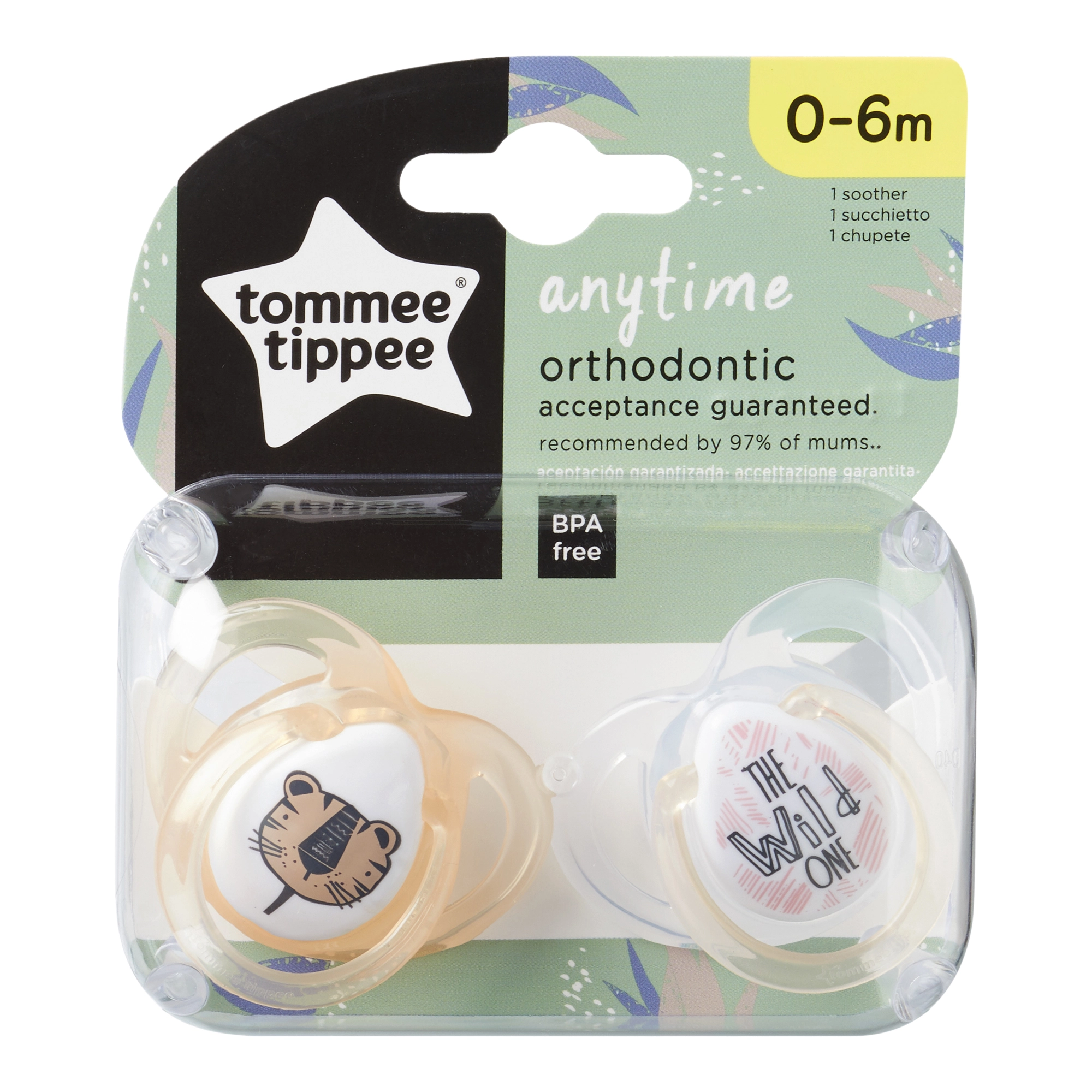 TOMMEE TIPPEE silikoniniai čiulptukai ANYTIME, 2 vnt., 0-6 mėn., 43335403