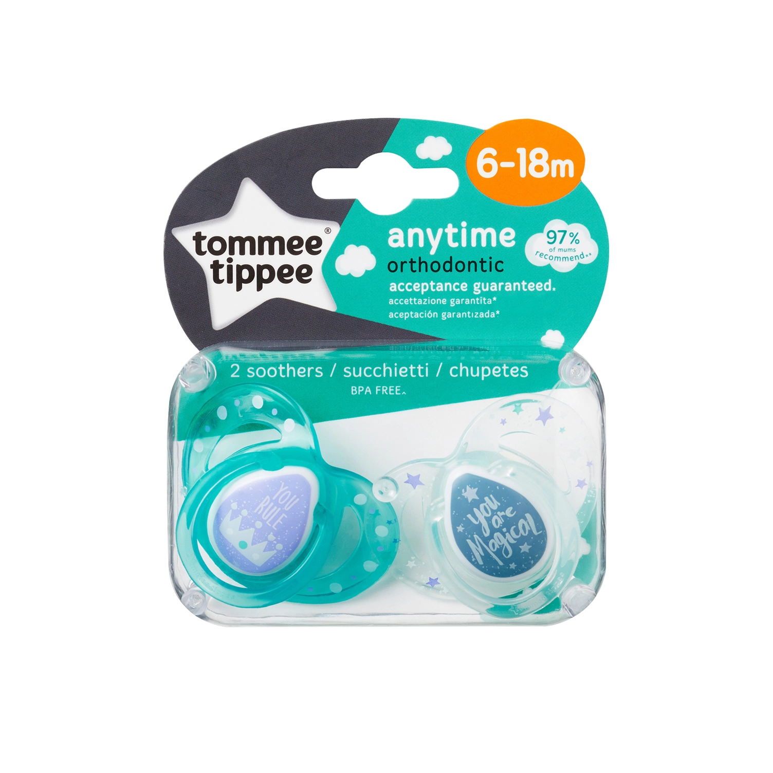 TOMMEE TIPPEE silikoniniai čiulptukai ANYTIME, 2 vnt., 6-18 mėn., 43336403