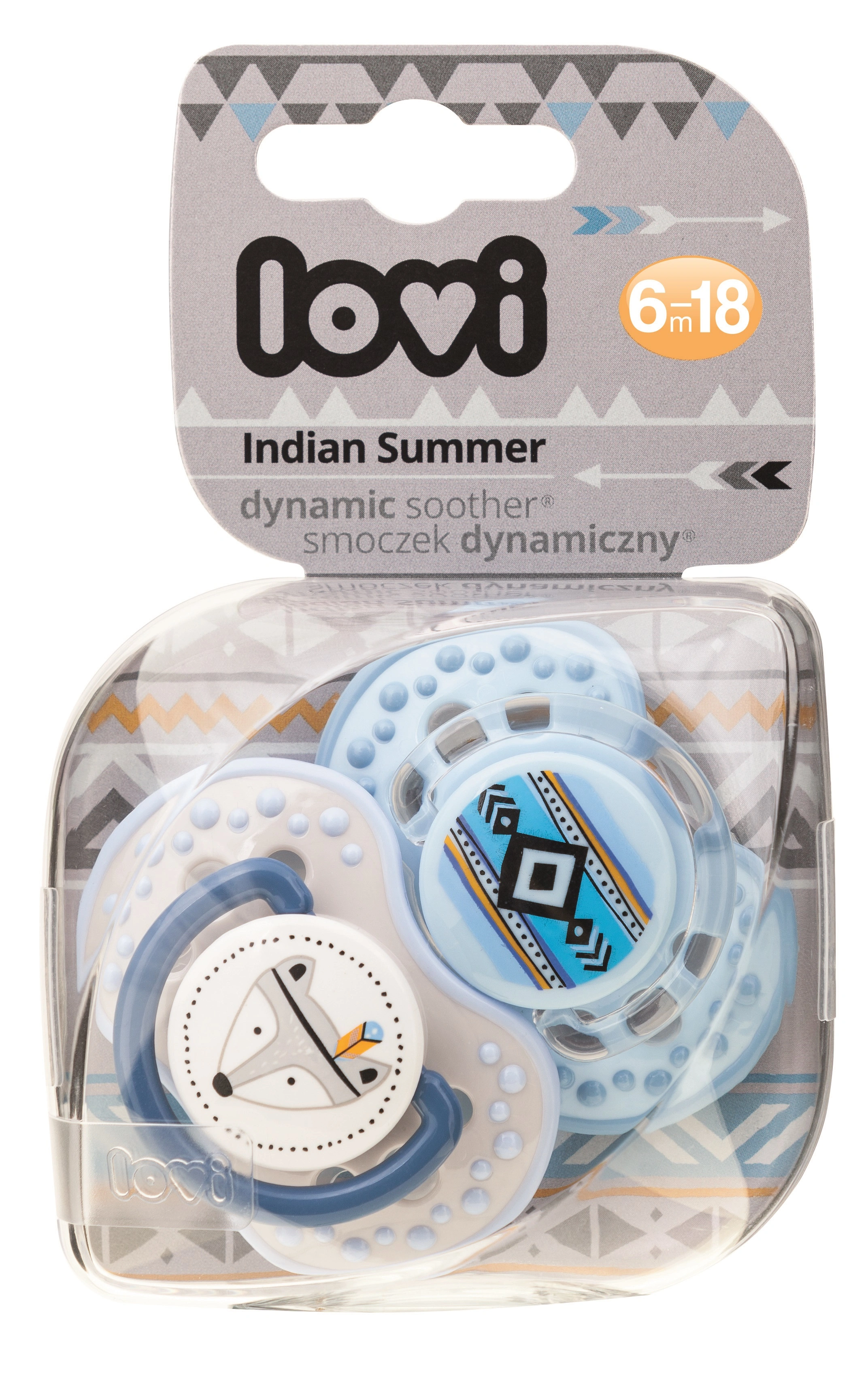 LOVI dinaminis silikoninis čiulptukas INDIAN SUMMER, 6-18 mėn., 2 vnt., 22/857boy