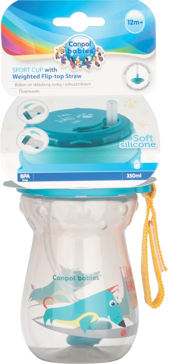 CANPOL BABIES sportinis puodelis su uždaromu šiaudeliu, 350 ml, 56/518