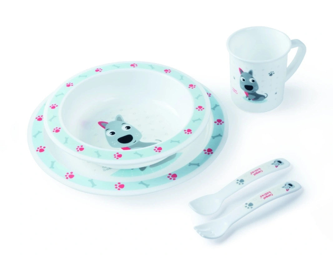 CANPOL BABIES plastikinių indų ir įrankių rinkinys CUTE ANIMALS, 4/401_blu