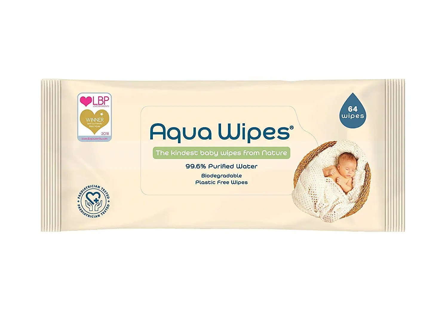 AQUA WIPES drėgnos servetėlės 64 vnt. AQW64F