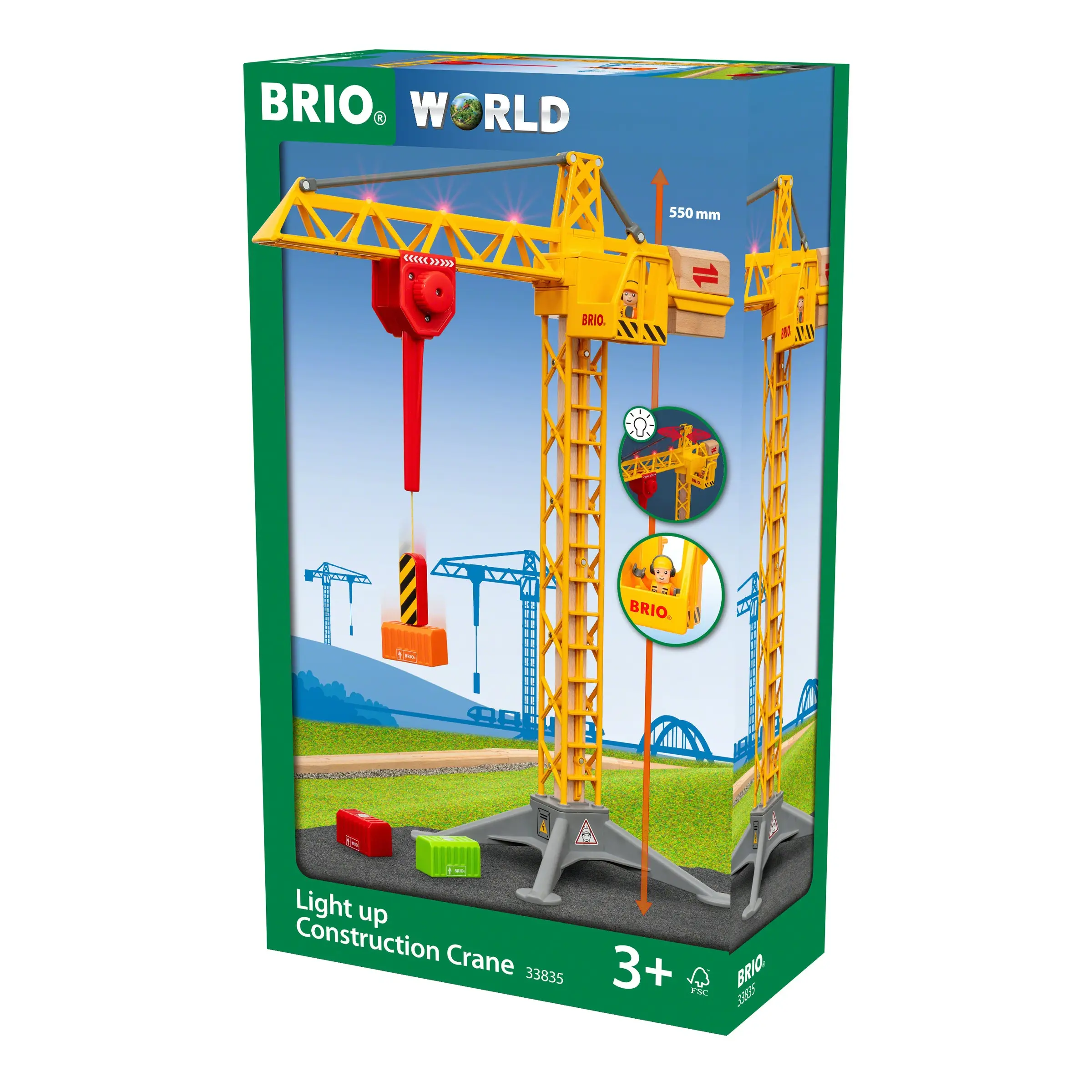 BRIO statybinis kranas su šviesomis, 33835