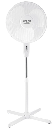 Ventiliatorius Adler AD 7305 stovo ventiliatorius, greičių skaičius 3, 90 W, svyravimas, skersmuo 40 cm, baltas