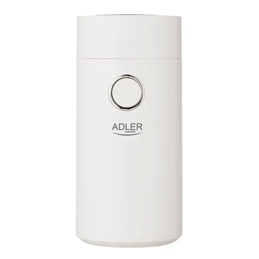 Adler Kavos malūnėlis AD4446wg 150 W, Kavos pupelių talpa 75 g, Dangčio apsauginis jungiklis, Baltas
