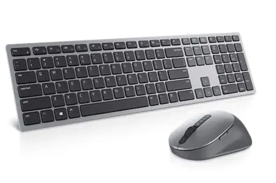 „Dell Premier“ kelių įrenginių klaviatūra ir pelė KM7321W belaidė, belaidė (2,4 GHz), „Bluetooth 5.0“, su baterijomis, US International (QWERTY), Titan pilka