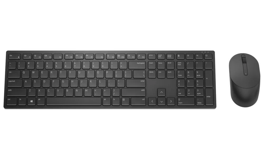 „Dell Pro“ klaviatūra ir pelė KM5221W belaidė, belaidė (2,4 GHz), su baterijomis, US International (QWERTY), juoda