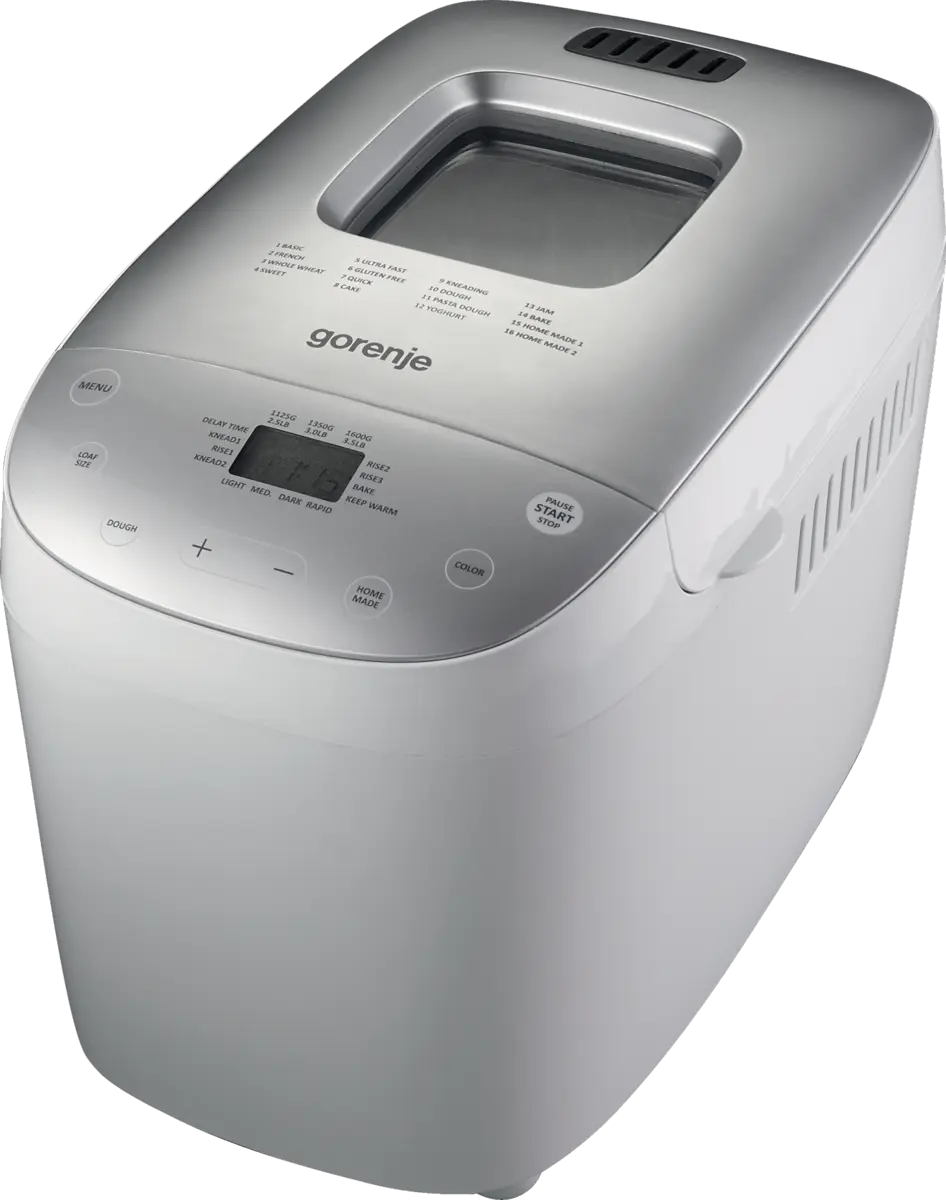 Gorenje Duonkepė BM1600WG Galia 850 W, Programų skaičius 16, LCD ekranas, Balta/Sidabrinė