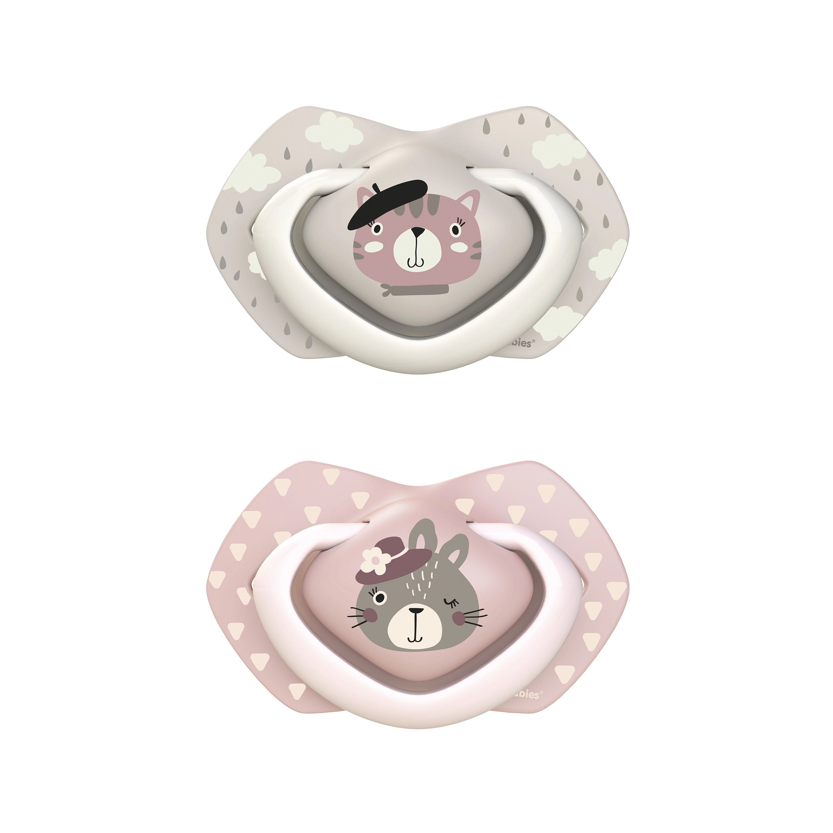 CANPOL BABIES silikoninis simetrinis čiulptukas BONJOUR PARIS, 18 mėn.+,2 vnt.,  22/649_pin