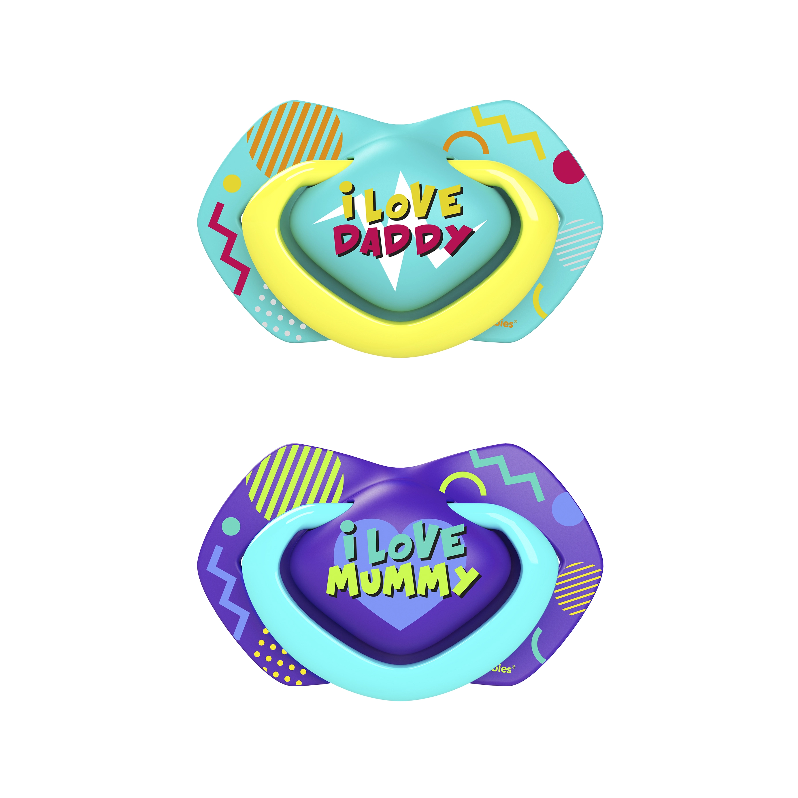 CANPOL BABIES silikoninis simetrinis čiulptukas NEON LOVE, 6-18 mėn., 2 vnt., 22/653_blu