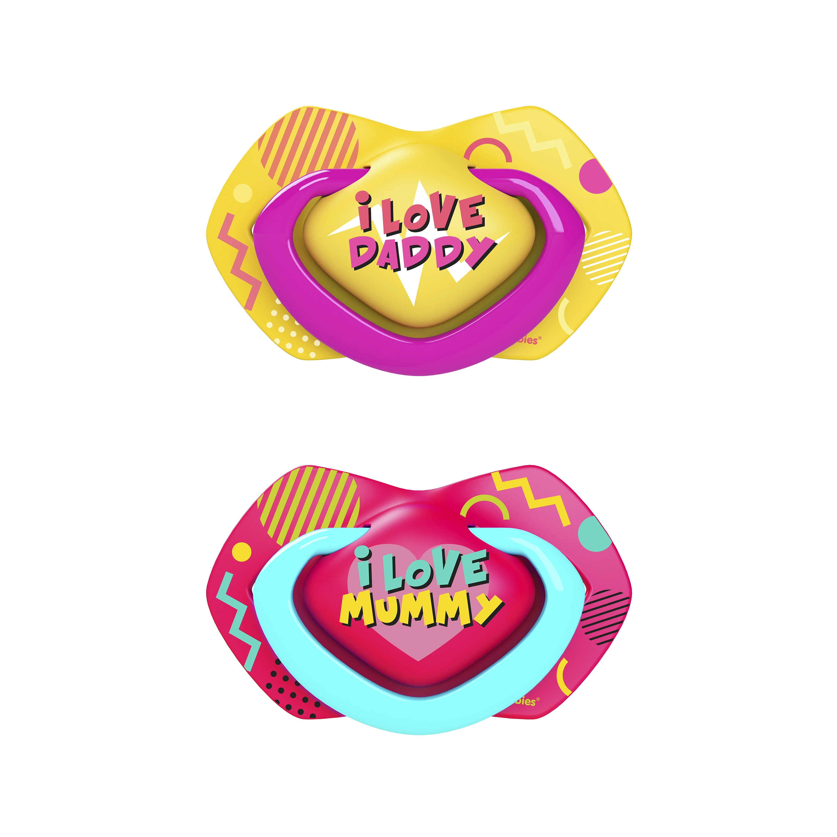 CANPOL BABIES silikoninis simetrinis čiulptukas NEON LOVE, 18 mėn.+, 2 vnt., 22/654_pin