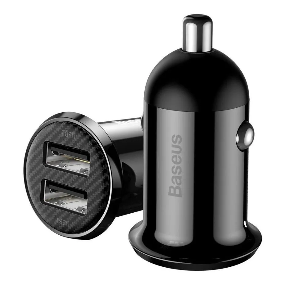Automobilinis įkroviklis 12-24V 2xUSB 4.8A Juodas