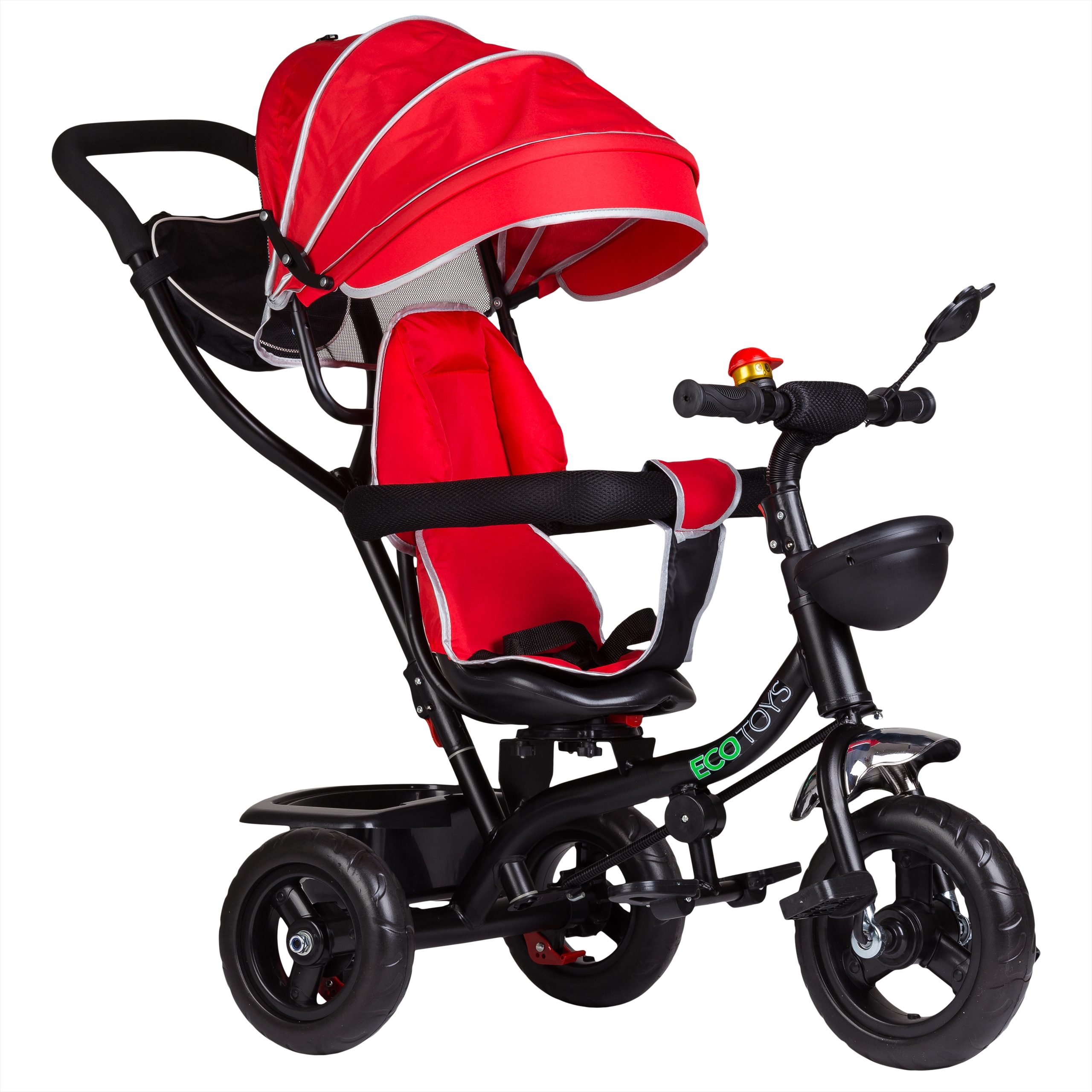 Triratukas su pasukama sėdyne Eco Toys, raudonas