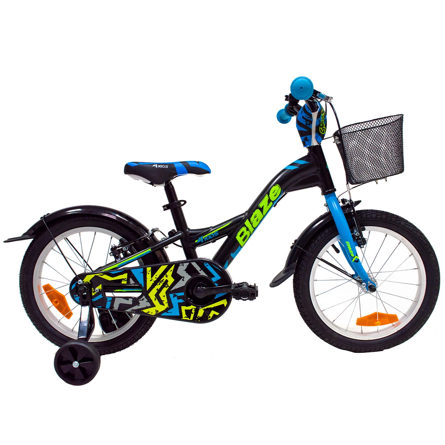 Vaikiškas dviratis 4KIDS Blaze 16" dydis 10" (25.5 cm) (aliuminis, juodos)