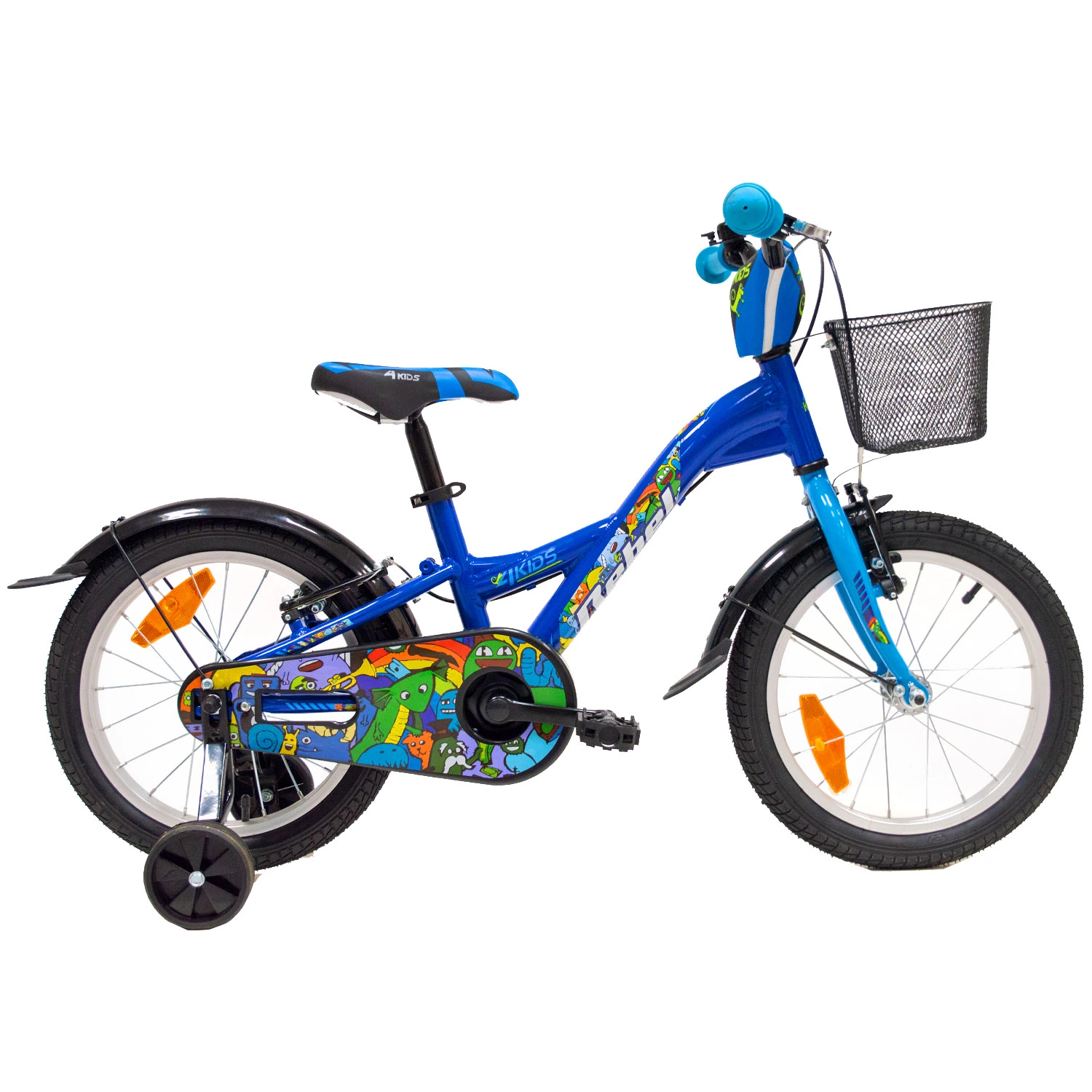 Vaikiškas dviratis 4KIDS Rebel 16" dydis 10" (25.5 cm) (aliuminis, mėlyna)