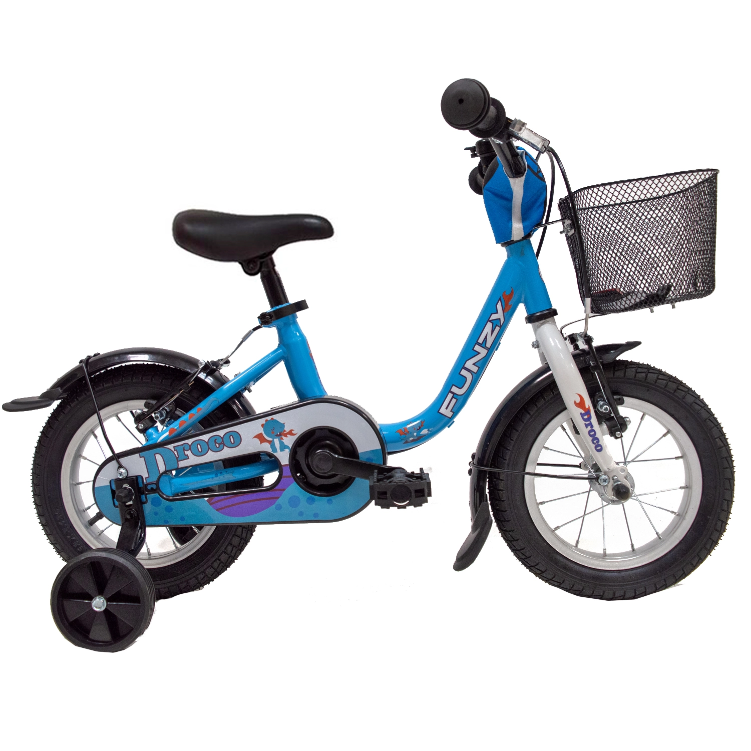 Vaikiškas dviratis 4KIDS Funzy Droco 12" (plieninis, mėlynas)