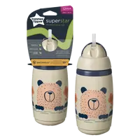 TOMMEE TIPPEE gertuvė - termosas su šiaudeliu IZOLIUOTAS ŠIAUDAS 266ml, 12m+, pilkas, 447824